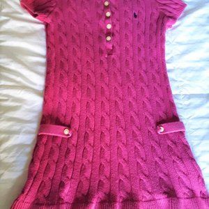 Ralph Lauren ribbed knit dark pink dress Size is Children's Large